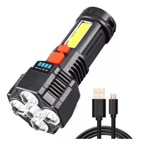 Linterna Led Recargable Camping 4 Frecuencias Cable Usb