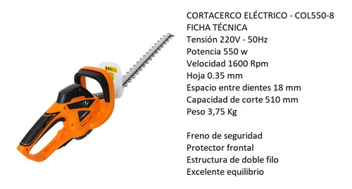 Cortacerco Eléctrico Lusqtoff 550w 51cm Podadora Jardín