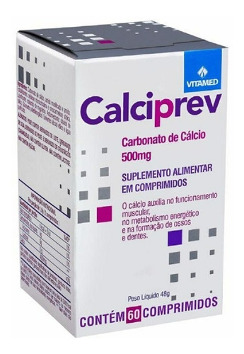 Carbonato De Cálcio Calciprev 500mg 60cp - Vitamed 