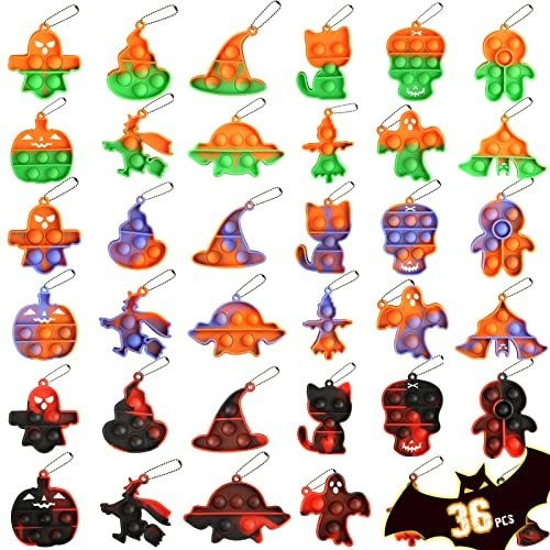 36 Pcs Halloween Mini Pop Keychain Fidget Juguetes, 76lvg