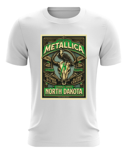 Camiseta Branca Poster Show Banda Metallica Rock N Roll D16