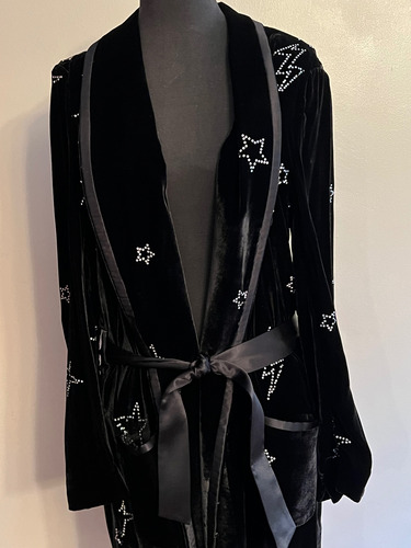 Jazmin Chebar Saco Magic Terciopelo Y Seda Strass Cosmic