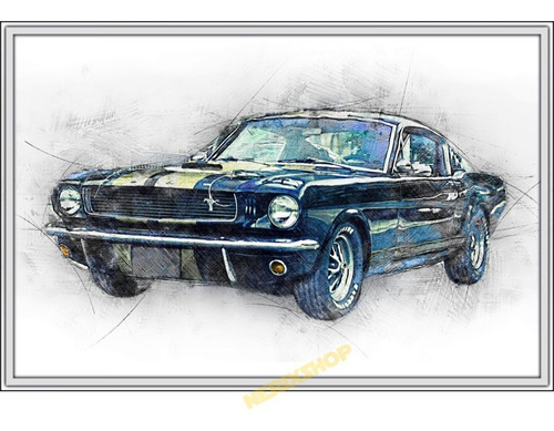 Poster Carro Mustang 60x90cm Muscle Car Decorar Sala Oficina