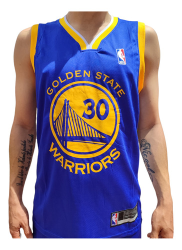 Conjunto-uniforme Basquetbol - Nba Adulto Warriors Azul