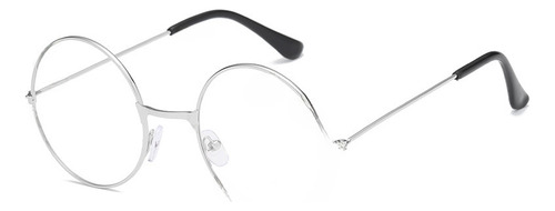 Gafas Retro Redondas Con Lente Negra Transparente