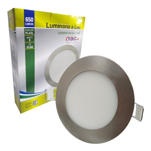 Panel Led Circular 8w P/embutir Plateado Tbcin