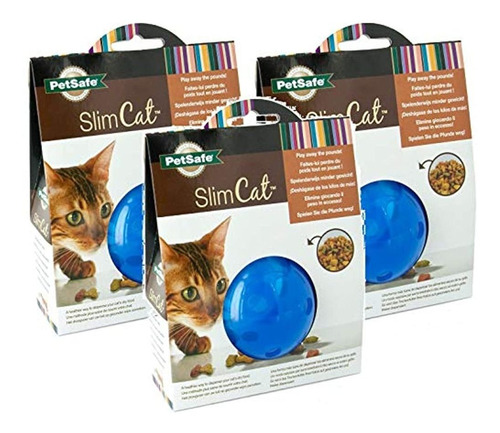 Petsafe Slimcat Meal Dispensing Cat Toy Blue 3 Pack