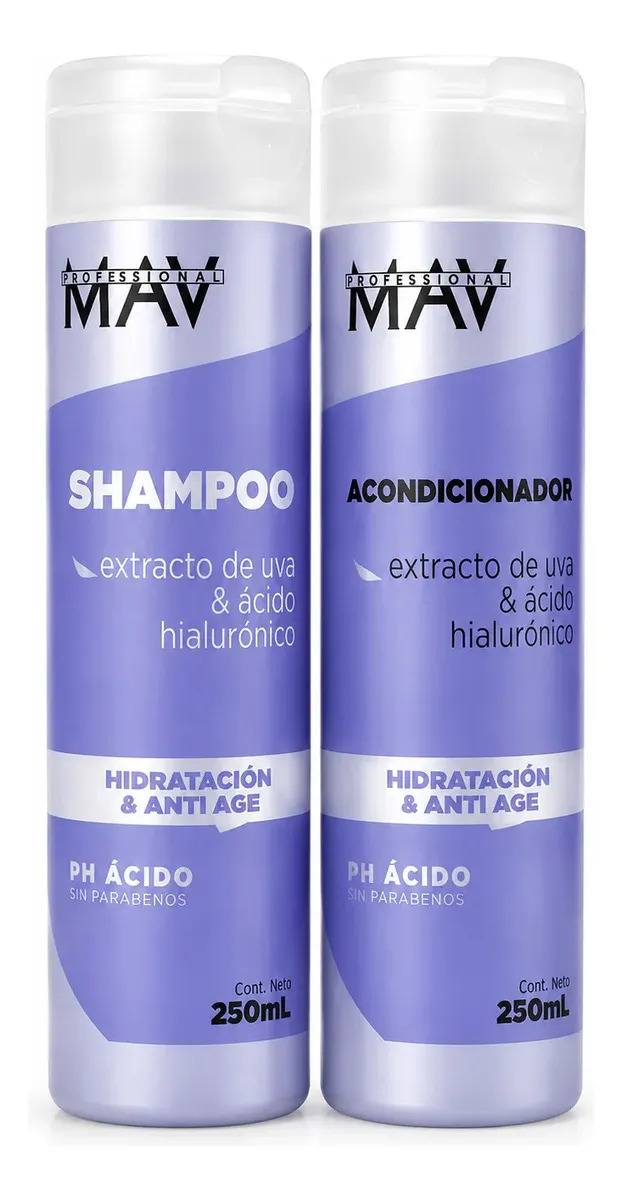 Shampoo Acondicionador Uva Acido Hialuronico Mav 250ml