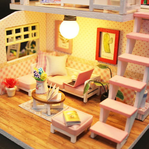 Mz Kit De Casa De Muñecas Diy: Casa En Miniatura Con