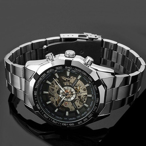 Relojes Automáticos Skeleton Para Hombre, De Acero Inoxidabl
