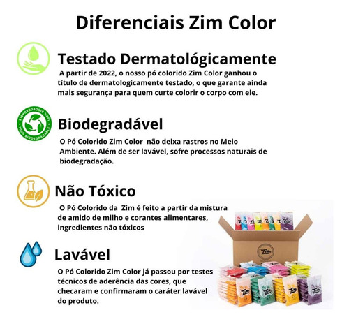 Pó Colorido Festa Holi Zim Color 100g C/10 (cores Sortidas)