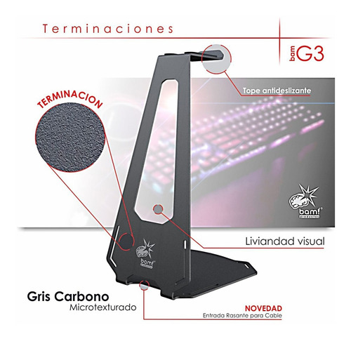 Imagen 6 de 8 de Soporte Auriculares Gamer Metalico Pc Ps4 -alto- Premium!!!