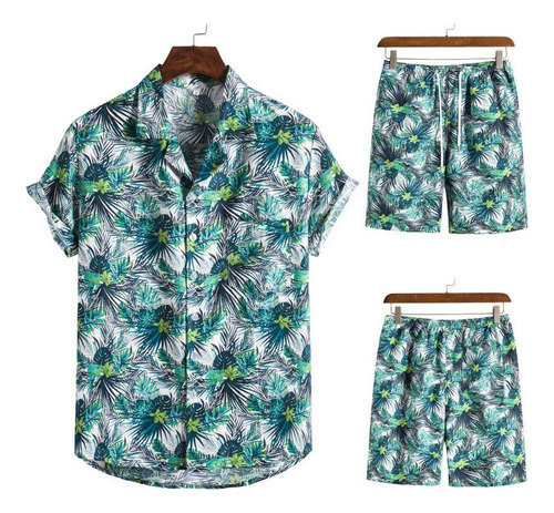 Conjunto De Dos Piezas Con Camisa Hawaiana De Estilo Playero