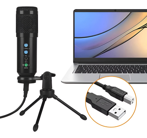 Kit Micrófono Condenser Usb Grabación Profesional Bm-858 Pc Negro