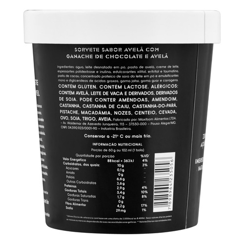 Sorvete Avelã com Chocolate Lowko Pote 455ml