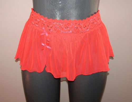 Minifalda Transparente Naranja Neon  Spandex Antro Pole 