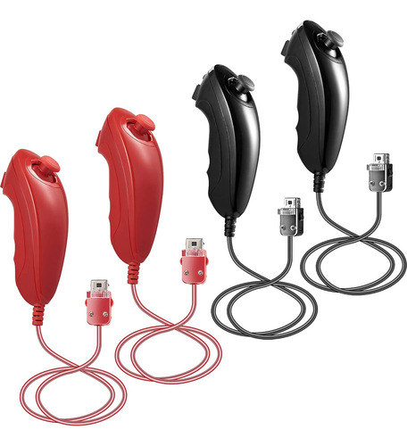 4 Controlador Nunchuk Repuesto Para Gamepad Negro Rojo