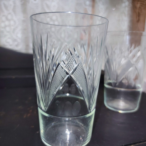 Imagem 5 de 6 de Copo Cristal 2 Unidades Suco Lapidado A Mão 250ml Antigo