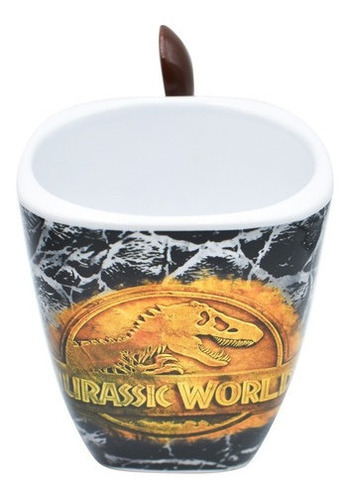 Taza Cuchara Ceramica Jurassic World / Park Dinosaurio 440ml