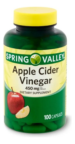 Cápsulas De Vinagre De Sidra De Manzana Marca Spring Valley, 450 Mg, 100 Unidades