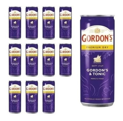 Gin Tonic Gordons Lata Trago Listo Preparado Ready Drink X12