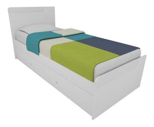 Imagen 2 de 5 de Cama 1 Plaza 80 Cm Melamina Simple Con Carro Cama 1701c +