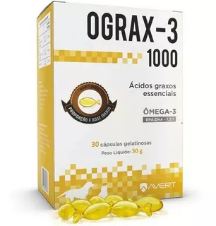 Avert OGRAX-3 Ograx 1000mg Cápsulas gelatinosas Vitaminas Cachorros/Gatos Adulto - Todos os tamanhos - Cápsulas - Nenhum - 30 - 1 - Unidade - 30 g