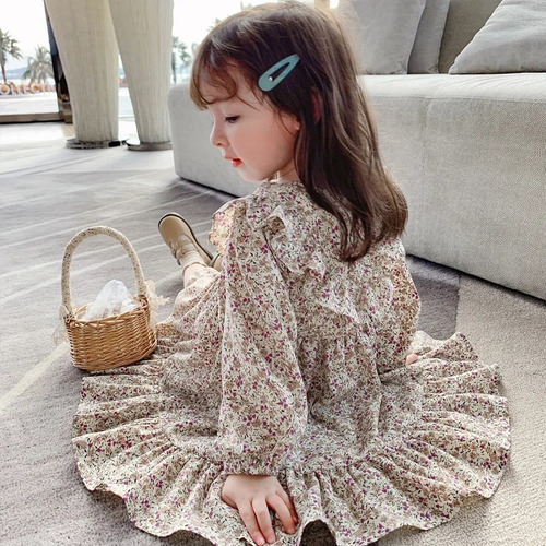 Abrigo De Mezclilla Para Niñas Y Vestido Floral, Chaqueta Va