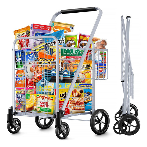 Carrito De Compras, Carrito De Compra Doble Jumbo 350 L...