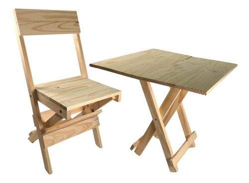 Silla Plegable De Jardín Madera Pino Macizo - 85 Cm Altura Natural Rústico