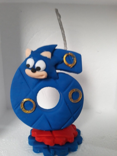 Vela Sonic Decorada Biscuit 6 Anos