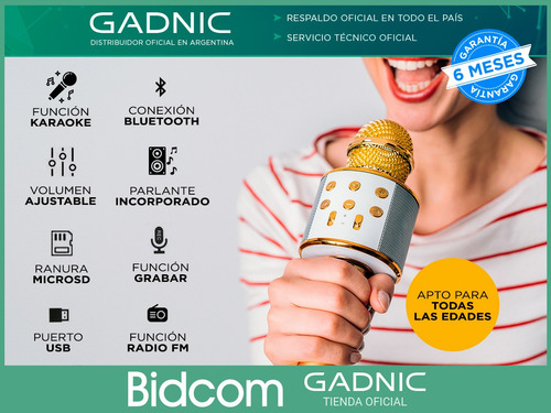 Microfono Karaoke Con Parlante Recargable Inalambrico Gadnic