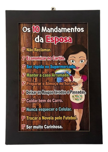 Placa Divertida Os 10 Mandamentos Da Esposa Para Casa