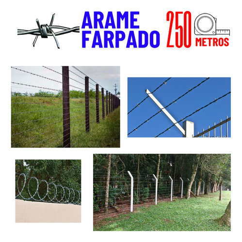 Arame Farpado Zincado 250 Metros Fio 18 Duplo Entrelaçado