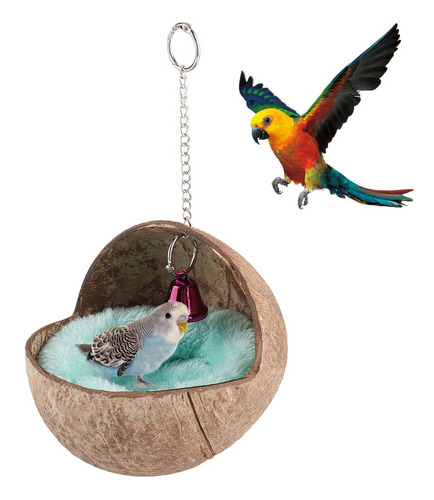 Nido Para Pájaros De Cáscara De Coco Con Campana Y Colchón