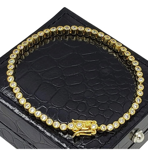 Pulseira Riviera Com Zirconias Banho De Ouro 18k 3745