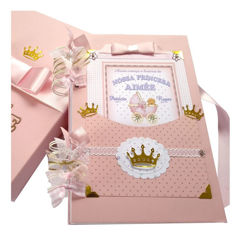 Imagem 1 de 9 de Álbum De Bebê Menina Com Caixa E Nome Personalizado
