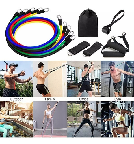 Imagen 7 de 8 de Bandas Elásticas De Resistencia Ejercicios Kit De 11 Piezas