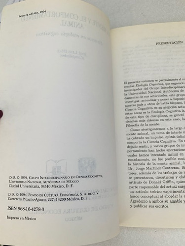La Mente Y El Comportamiento Animal: José Luis Díaz. Unam.