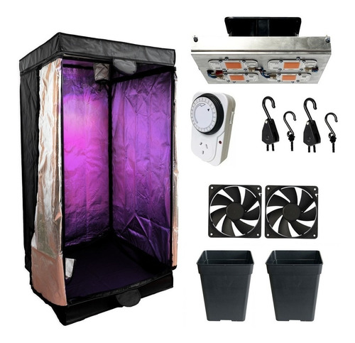 Kit Carpa Cultivo Indoor Completo 100x100 Panel Eco 200w