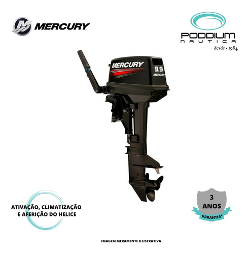 Motor De Popa Mercury 9.9 Hp, 2 Tempos Poddium Náutica