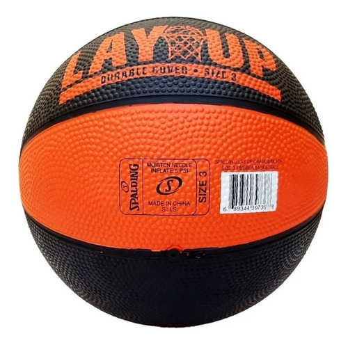 Imagen 4 de 6 de Pelota Basquet Spalding Basket Nº 3 Lay Up Negro/nar 0339