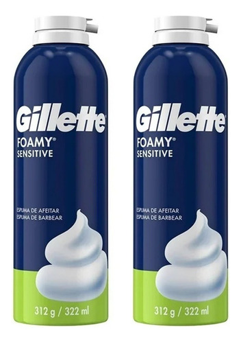 Espuma Para Afeitar Gillette Foamy Piel Sensible 2 Pzas