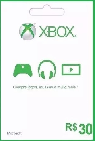 Microsoft Gift Card 30 Reais Cartão Presente Xbox Live Br