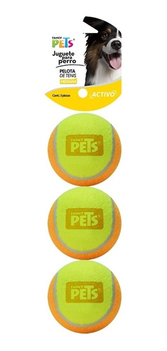 Pelotas Tenis Bicolor Mediana 3pza 2,5 Diam Perro Fancy Pets