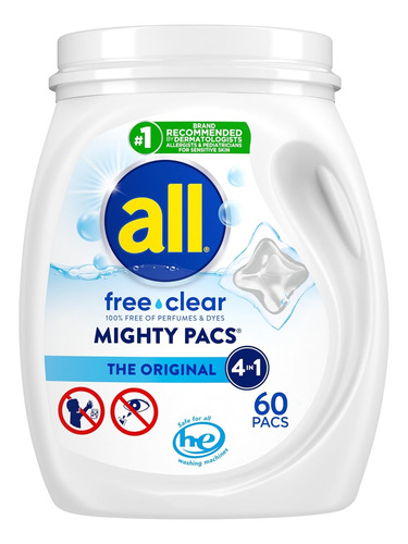 Detergente Para Ropa Sucia All Mighty Pacs 60pz