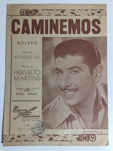 Partitura Bolero Caminemos Daniel Adamo 1950
