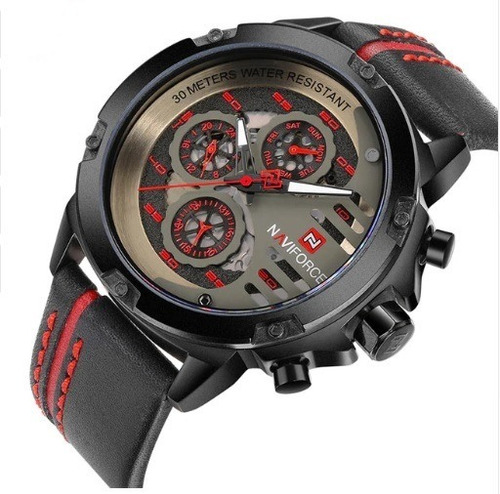 Relógio Masculino Naviforce 9110 Original Pulseira De Couro