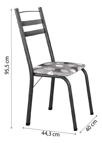 Conj De Mesa Itália Com 4 Cadeiras 1,20m Dark/granito