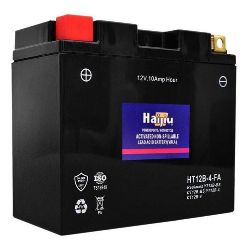 Imagen 2 de 8 de Batería Moto Haijiu Ht12b-4-fa Agm- Gel Libre Mantenimiento